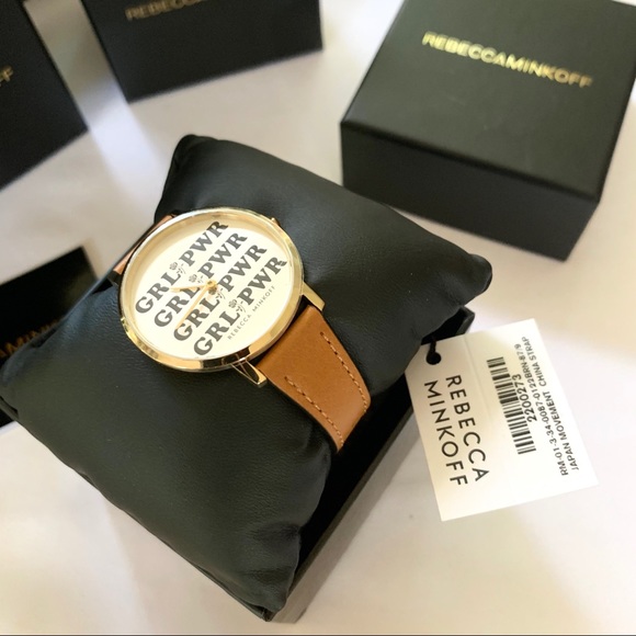 NWT Rebecca Minkoff girl power leather strap watch main image 3